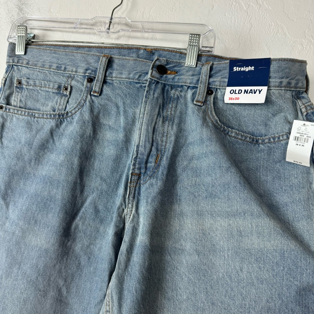 Old Navy Jeans Denim Wow Straight Non Stretch Light Wash Blue Solid‎ 90s Fit - Picture 7 of 9